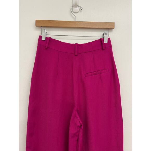 COS Relaxed Linen-Blend Wide-Leg Trousers Bright Pink Barbie Work Career Size 2 - Picture 5 of 11